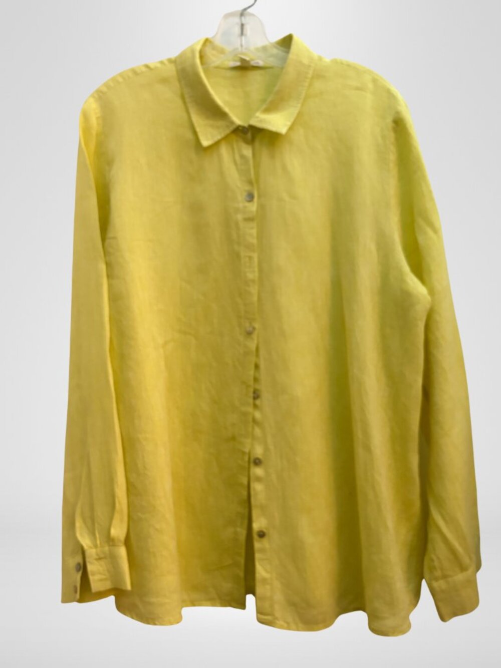 EILEEN FISHER | Organic Linen Long Sleeve Button Shirt | Yellow | XL/TG